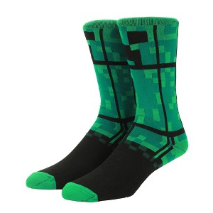 Minecraft Creepers Adult Green Casual Crew Socks-OSFA - 1 of 4