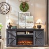 SinCiDo 80 Inch TV Ready Farmhouse Fireplace Stand, 32″ High Entertainment Center with Drawer, Sliding Barn Door & 70″ Media Storage - 3 of 4