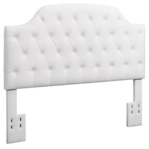 Lyric Button Tufted Faux Leather Headboard (King) - White - Dorel Living