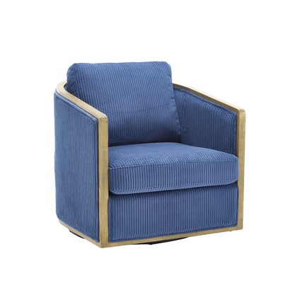 TIRAMISUBEST Corduroy Swivel Barrel Chair - 360¡ã Rotating Accent Chair, Plush Lounge Armchair for Living Room, Nursery & Office, Navy Blue