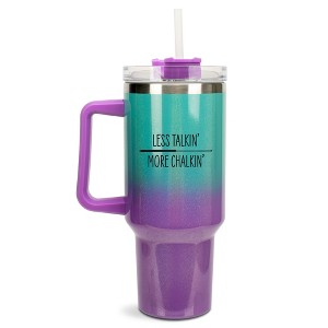 100 North Less Talkin' More Chalkin' Billards Pool Player Wrap-Around 40 Oz. Stainless Steel Water Bottle Coffee Mug, Spill & Leak Resistant, Travel - 1 of 4