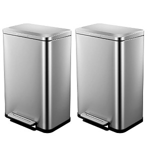 Coucheta Stainless Steel Trash Can Collection - Pedal-Operated Bins with Inner Buckets & Soft-Close Lids, Multiple Capacity Options - 1 of 4