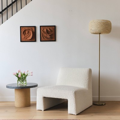 Elegant Gold LED Floor Lamp with Woven Shade