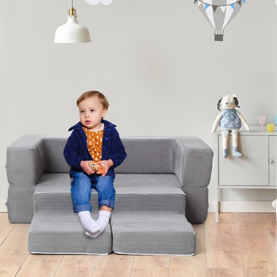 Nasitip 3 Piece Kids Sofa Couch, Modular Baby Floor Sofa,Sectional Couch for Children, Convertible Foam and Floor
