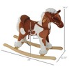 Ruvalino Baby Bouncers and Rockers Wooden Rocking Horse with Plush Saddle and Nursery Music for Playroom, Brown, 28"*10.75"*24.5" - 3 of 4