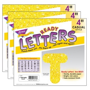 TREND Yellow Sparkle 4" Casual Uppercase Ready Letters®, 71 Per Pack, 3 Packs - 1 of 3