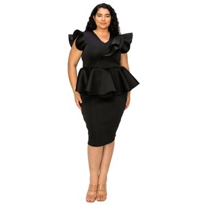L I V D Women's Onyx Neoprene Peplum Dress - 1 of 3