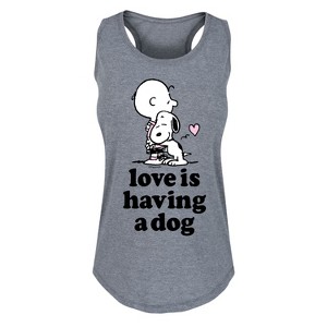 Women's - Peanuts - Love is Having a Dog Graphic Racerback Tank - 1 of 4