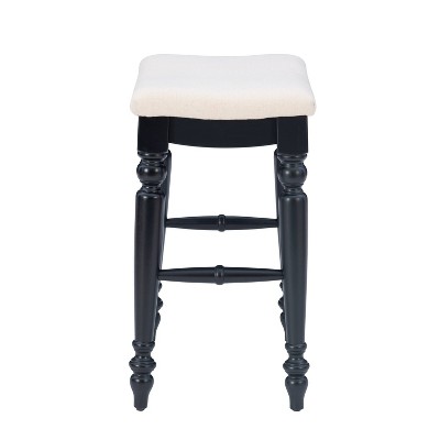Marino 25" Black Wood and Linen Backless Counter Stool