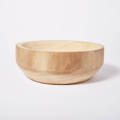 Shop 12" x 4" Decorative Paulownia Wood Bowl Beige - Threshold designed with Studio McGee from Target on Openhaus