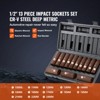 VEVOR 1/2" Drive Impact Socket Set, 13 Piece Deep Socket Set Metric 10-24mm, 6 Point CR-V Alloy Steel for Auto Repair, Easy-to-Read Size Markings - 4 of 4