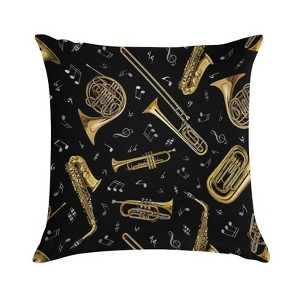 Trumpet Black Pillow Covers 18x18 Decorative Throw Pillows Soft Square Cushion Covers for Couch Sofa Bedroom - 1 of 1