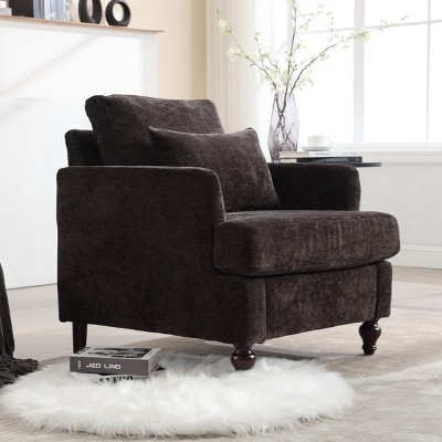 Deja Wood Frame Chenille Accent Chair, Modern Armchair for Living Room - Maison Boucle