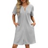 Ekouaer Women Zipper Robes Waffle Short Bathrobe Lightweight House Coat with Pockets Soft Nightgown - 4 of 4