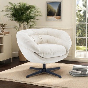 CAVINAS Accent Chair, Modern Chenille Office Chair, Swivel Accent Chair with Removable Cushion, Round Office Chair, Metal Base and Cotton Material - 1 of 4
