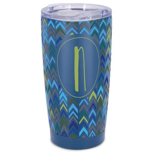 Elanze Designs N Monogram Herringbone Arrows Wrap-Around Design 20 Ounce Stainless Steel On-The-Go Coffee Mug, Thermal Travel Tumbler with Leak - 1 of 4