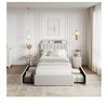 2025 New Bed Frame With 2 Flexible Drawers And Bookcase Headboard, Boucle Upholstered Platform Bed For Boys/Girls, Noise-Free, Easy Assembly, No Box - 2 of 4