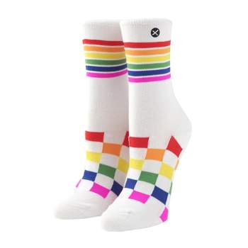 Odd Sox, Rainbow Checkerboard, Funny Novelty Socks, Big Kid, Medium