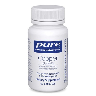 Pure Encapsulations Copper Glycinate 60's - 2 mg Copper - Supports Red Blood Cell Formation* - Aids Energy Metabolism - Non-GMO & Vegan - 60 Capsules