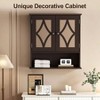 Wall Mounted Bathroom Cabinet Over Toilet with Towel Rack and Adjustable Shelf Large Brown Storage Cabinet 22x25 Inch - 3 of 4