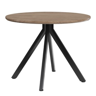 Lirago 39 Mid Century Modern Round Dining Table for 4-6 Person Thick Wood Tabletop with Metal Frame for Kitchen Dining Room Living Room Brown