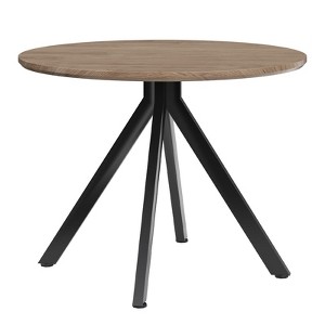 Lirago 39 Mid Century Modern Round Dining Table for 4-6 Person Thick Wood Tabletop with Metal Frame for Kitchen Dining Room Living Room Brown - 1 of 4