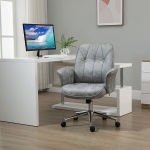 NicBex Adjustable Office Chair Modern Tufted Microfiber Computer Chair with 5 Casters and Fixed Padded Arms for Office, Study, Living Room - 1 of 4