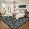 Vintage Floral Area Rug Washable Rugs Stain Resistant Easy Cleaning Indoor Carpet With Non-Slip Backing Low Pile Rug - 4 of 4