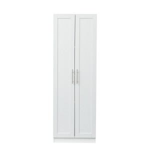 TIRAMISUBEST High Wardrobe Kitchen Cabinet with 2 Doors 3 Partitions 4 Storage Spaces - Mobile Lateral Filing Cabinet Locking Wheels Adjustable Shelf - 1 of 4