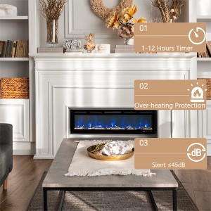 50" Ultra-Thin 3.85" Recessed/Wall Mount Electric Fireplace - 1500W Quiet Heater with Timer & Voice Control - for Bedroom/Living Room/Office - 1 of 4