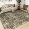 Vintage Distressed Floral Print Area Rugs for Living Room Bedroom, Washable Soft Retro Accent Floor Carpet, Non Slip Throw Mat - 3 of 4