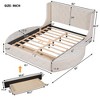 Queen Size Upholstered Storage Platform Bed with Wingback Headboard, 1 Big Drawer and 2 Side Storage Stool-ModernLuxe - 3 of 4