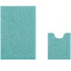 Home Mart Goods 2 Piece Set Spa Blue Soft Cozy Plush Chenille Bath Mat Bathroom Rug - 2 of 3