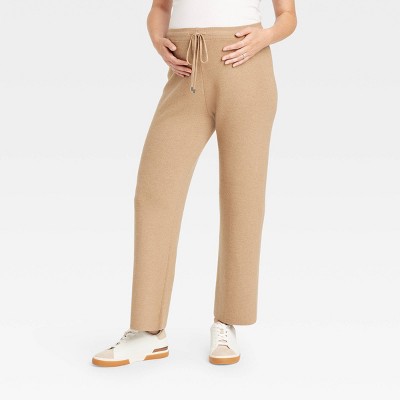 Over Belly Wide Leg Maternity Sweater Pants - Isabel Maternity by Ingrid & Isabel™ Tan XXL