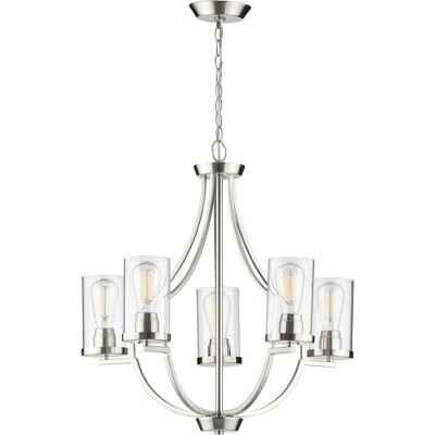 Lassiter 5-Light Brushed Nickel Chandelier with Clear Glass Shades