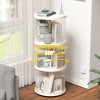 3-Tier 360° Rotating Bookshelf, Small Corner Bookcase, with Small Footprint, Narrow Book Shelf Organizer, for Bedroom, Living Room - White - 4 of 4