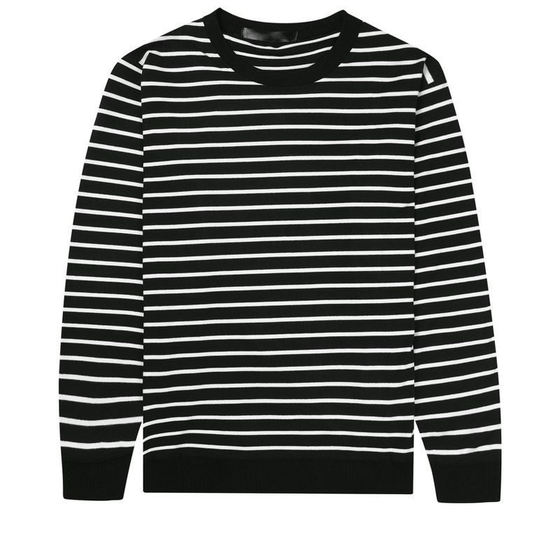 Lars Amadeus Men's Round Neck Long Sleeves Color Block Striped Knit Pullover Sweaters, 1 of 6