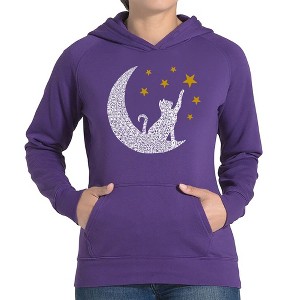 LA Pop Art Cat Moon - Women's Word Art Hooded Sweatshirt - 1 of 4