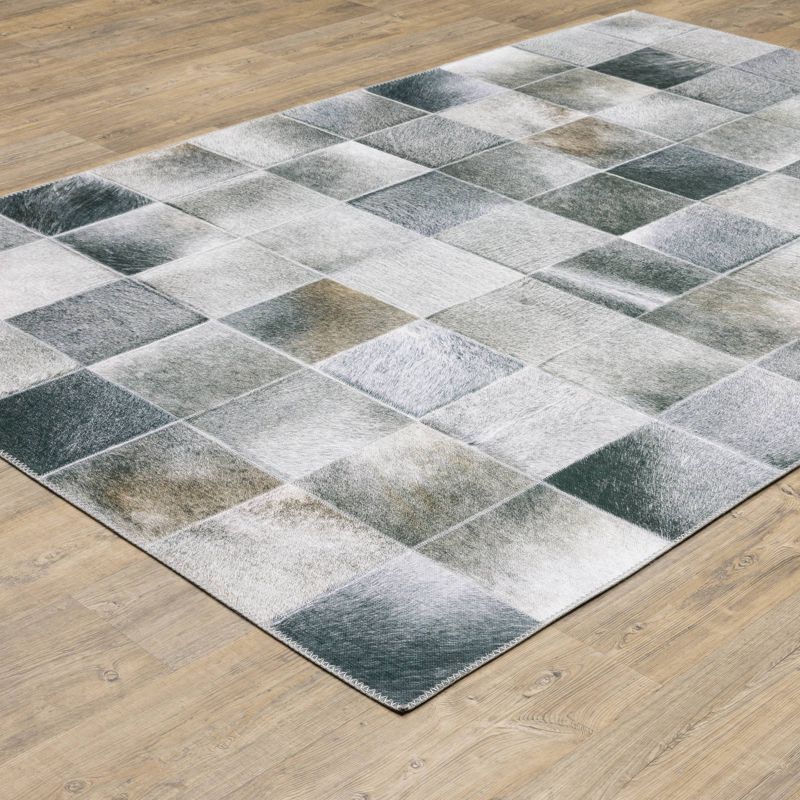 Marcel Geometric Hexagon Animal Print Area Rug Gray/Charcoal - Captiv8e Designs, 4 of 12