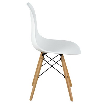 White Armless Dining Side Chairs with Beech Wood Legs (Set of 4)