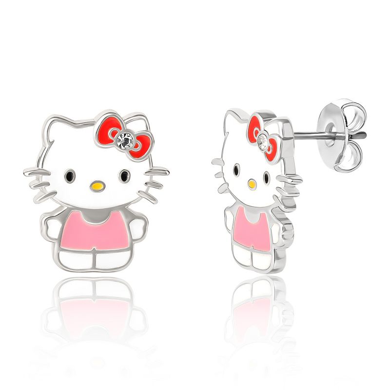 Sanrio Hello Kitty Brass Enamel Stud Earrings, 1 of 4