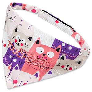 Touchdog Head-Popper Fashion Designer Printed Velcro Dog Bandana, LG, Blue - 1 of 3
