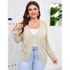 Women's Plus Size Tie Front Cardigan Sweaters Long Sleeve Bow Sweater Fall Winter Trendy Outerwear Tops - 4 of 4