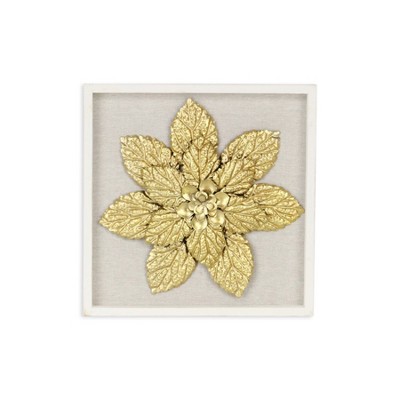 Cheung's Vita Framed Elegant Gold Flower on White Frame