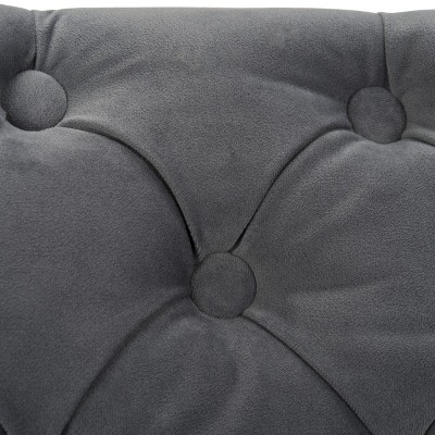 Elegant Gray Tufted Transitional Swivel Desk Chair in Wood Finish