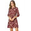 INSPIRE CHIC Women's Lapel Button Down Belted Mini Vintage Polka Dots Floral Shirt Dress - 3 of 4