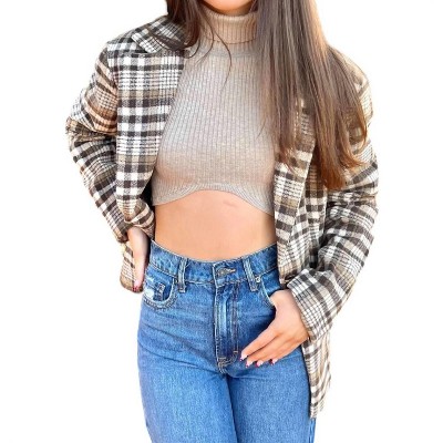 Women's Plaid Wool Jacket - Pretty Garbage