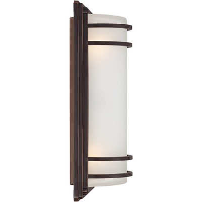 Modern Bronze Wall Sconce with Opal Glass Shade