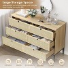 Brafab Rattan Dresser for Bedroom, 6 Drawer Mid-Century Natural Wood Dressers, Long Dresser TV Stand, Boho Closet Organizer Chests of Drawer - 4 of 4