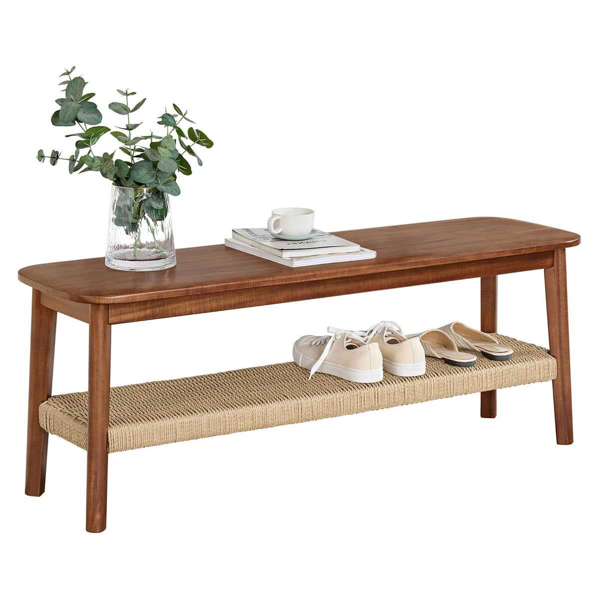 Alaterre Calais 48in Acacia Wood Bench, Chestnut